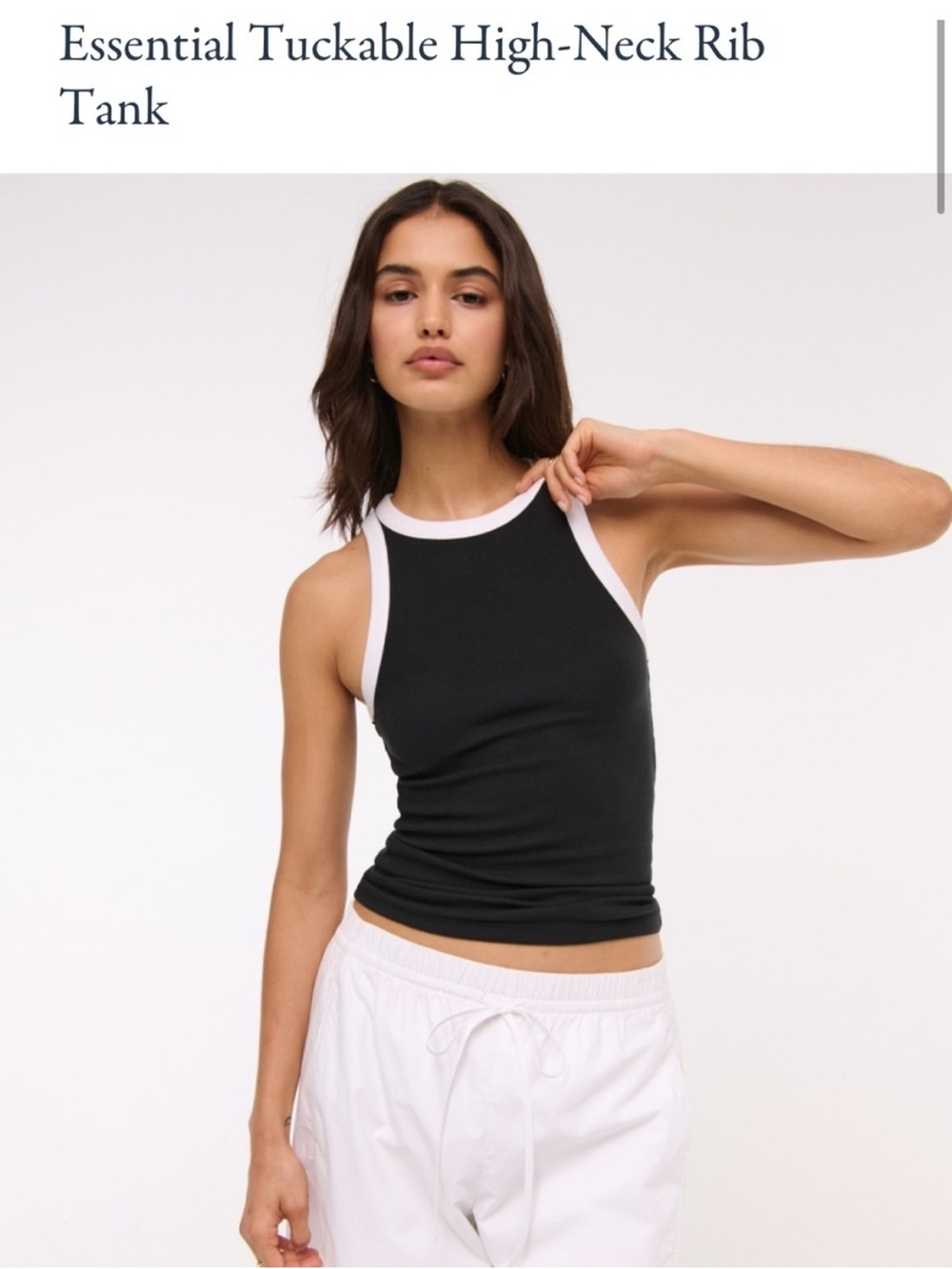 *WHITE* tuckable high neck rib tank
